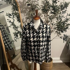 Karl Lagerfeld Black and White Houndstooth Blouse